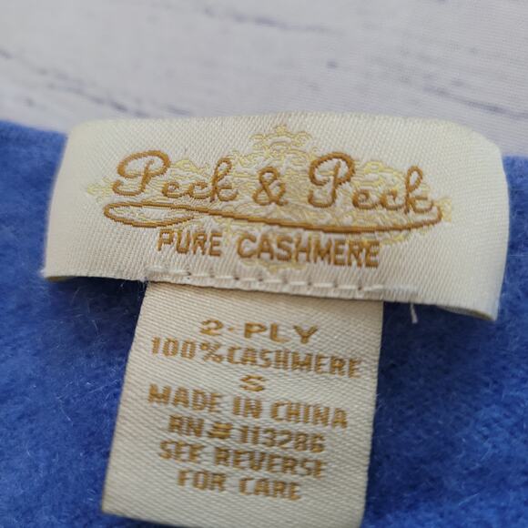 Peck & Peck Size S Blue 100 Percent Cashmere Soft V Neck Sweater - Picture 7 of 8